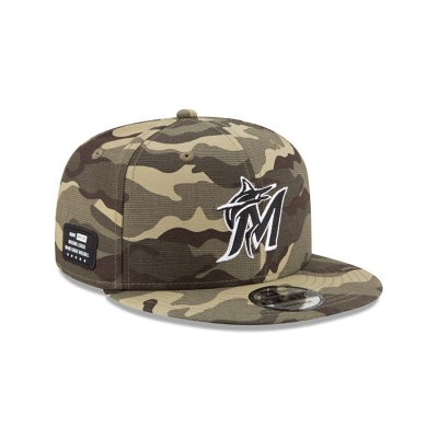 Green Miami Marlins Hat - New Era MLB Armed Forces Weekend 9FIFTY Snapback Caps USA0962873